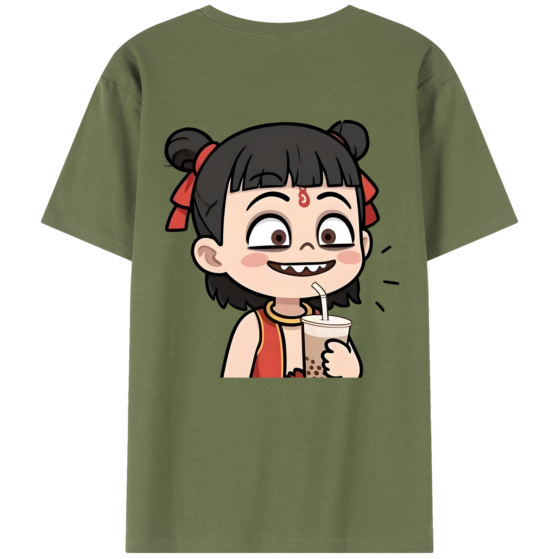 （画像用） Ne Zha 2 ナタ 魔童の大暴れ 綿100％半袖Tシャツ（背面プリント）